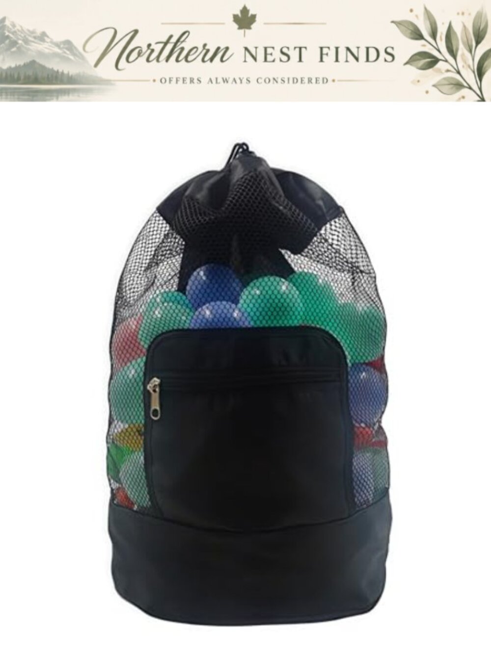 Foldable Mesh Drawstring Backpack Beach Toy Bag Compact Travel Gym